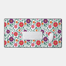 Mid-Century Vine Flower | Garden Garland White デスクマット