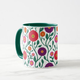 Mid-Century Vine Flower | Garden Garland White マグカップ