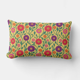 Mid-Century Vine Flower | Garden Garland Yellow ランバークッション