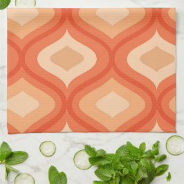 Mid Century Vintage  Ogee Pattern in Orange Beige  キッチンタオル