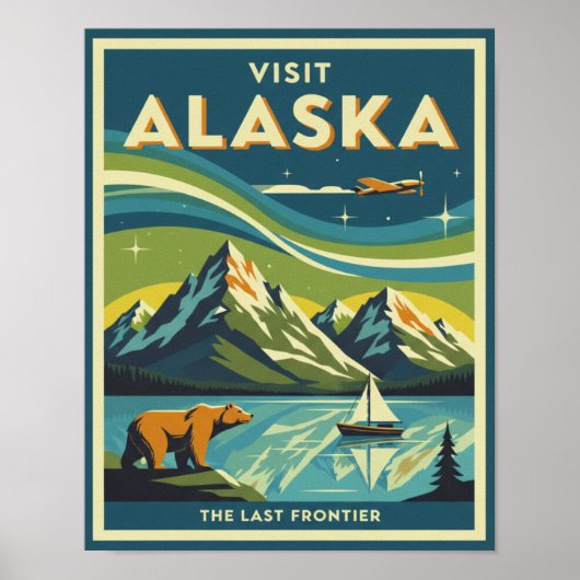 Mid-Century Visit Alaska Travel Poster ポスター (正面)