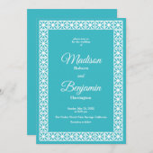 Mid Century's, 結婚レトロ,ブルー,ホワイト 招待状 (正面/裏面)