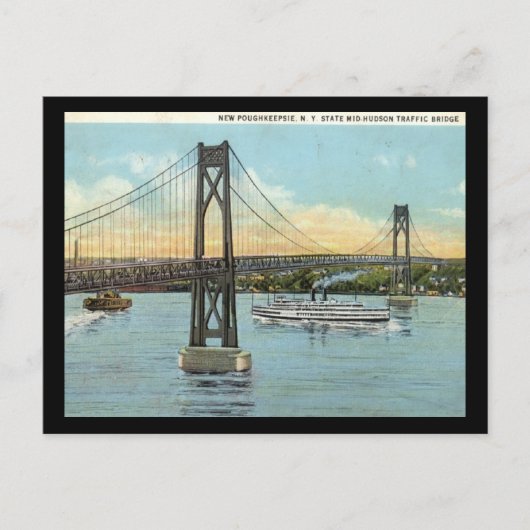Mid-Hudson Bridge, Poughkeepsie 1930ヴィンテージ ポストカード (正面)