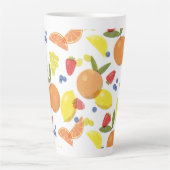 Mid Mod Grungy Risograph Farmers Market Fruit カフェラテマグ (正面)