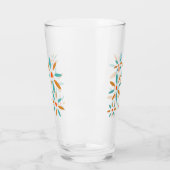 Mid Mod Turquoise Blue And Orange Abstract Flowers タンブラーグラス (左)