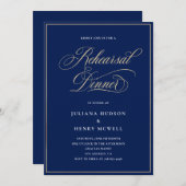 MIDAS – ネイビー&金ゴールドリハーサルディナー招待状 招待状 (正面/裏面)