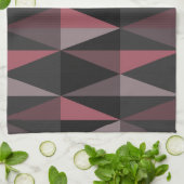 MidCenturyモダン Trianglesダークブルゴーニュ キッチンタオル (折り畳み)