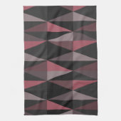 MidCenturyモダン Trianglesダークブルゴーニュ キッチンタオル (縦)