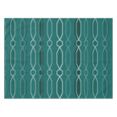 Midcentury モダン Hexagon Columnsティール（緑がかった色） テーブルクロス (正面(横))