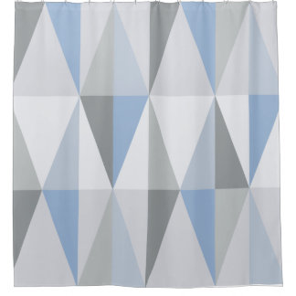 MidCentury モダン Trianglesスカイブルー シャワーカーテン