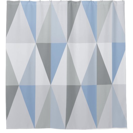 MidCentury モダン Trianglesスカイブルー シャワーカーテン (正面)