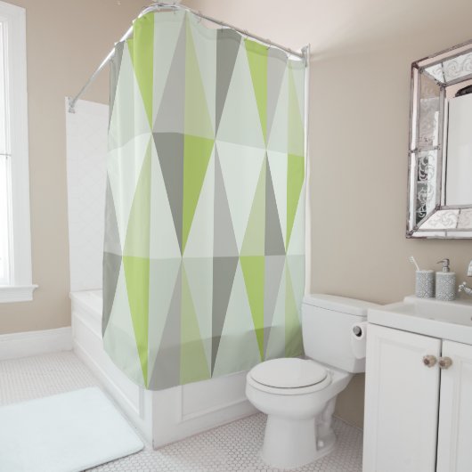 MidCentury モダン Triangles Chartreuse シャワーカーテン (インサイチュ)
