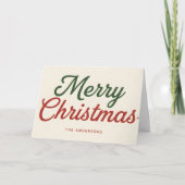Midcentury Chic Script Merry Christmas シーズンカード (正面)