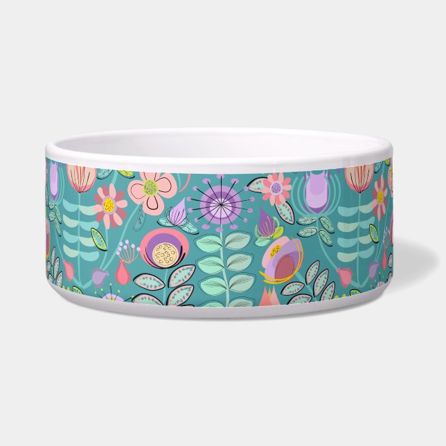 Midcentury Floral Green ボウル (正面)