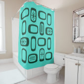Midcentury MCM丸い長方形ターコイズ シャワーカーテン (インサイチュ)