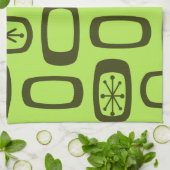 Midcentury MCM丸い長方形チャートルーズ キッチンタオル (折り畳み)