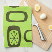 Midcentury MCM丸い長方形チャートルーズ キッチンタオル (四つ折り)