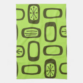 Midcentury MCM丸い長方形チャートルーズ キッチンタオル (縦)