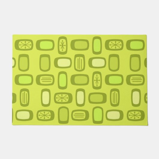 Midcentury MCM丸い長方形チャートルーズ ドアマット (正面)