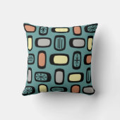 Midcentury MCM丸長方形ターコイズ色 クッション (裏面)