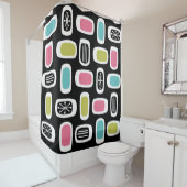 Midcentury MCM丸長方形ブラックカラフル シャワーカーテン (インサイチュ)