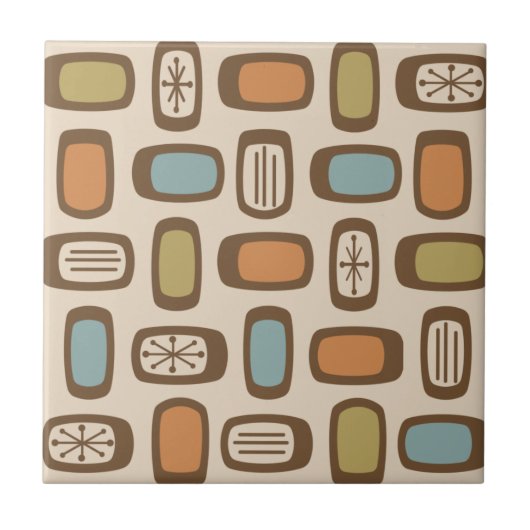 Midcentury MCM丸長方形数々の色 タイル (正面)