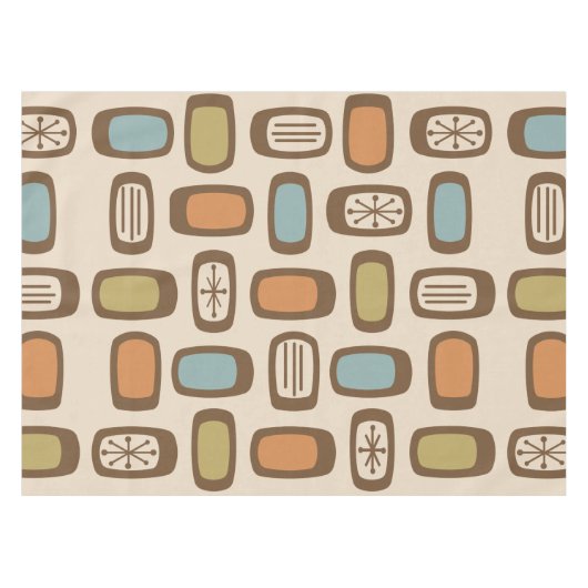 Midcentury MCM丸長方形数々の色 テーブルクロス (正面(横))