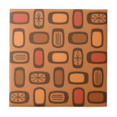 Midcentury MCM Rounded Rectangles Burnt Orange タイル (正面)