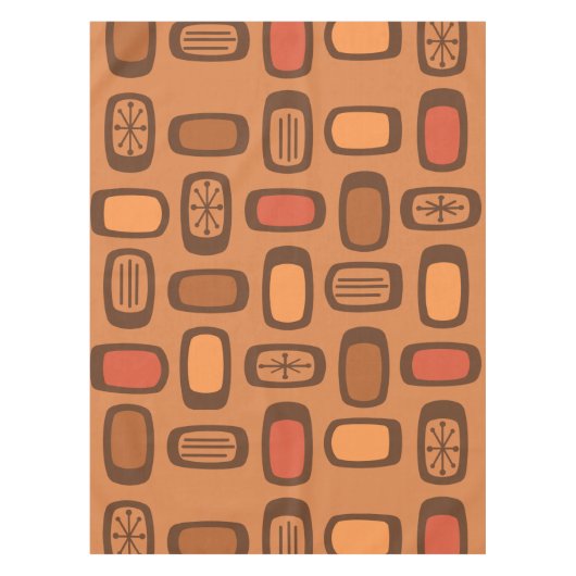 Midcentury MCM Rounded Rectangles Burnt Orange テーブルクロス (正面)