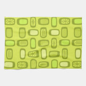 Midcentury MCM Rounded Rectangles Chartreuse キッチンタオル (横)