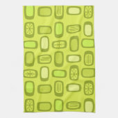 Midcentury MCM Rounded Rectangles Chartreuse キッチンタオル (縦)