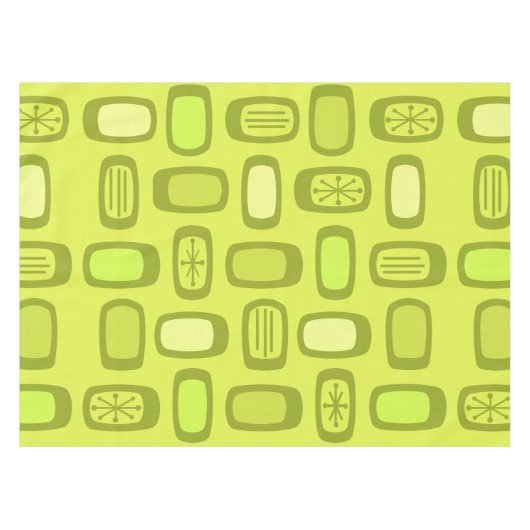 Midcentury MCM Rounded Rectangles Chartreuse テーブルクロス (正面(横))