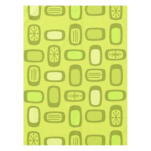 Midcentury MCM Rounded Rectangles Chartreuse テーブルクロス (正面)