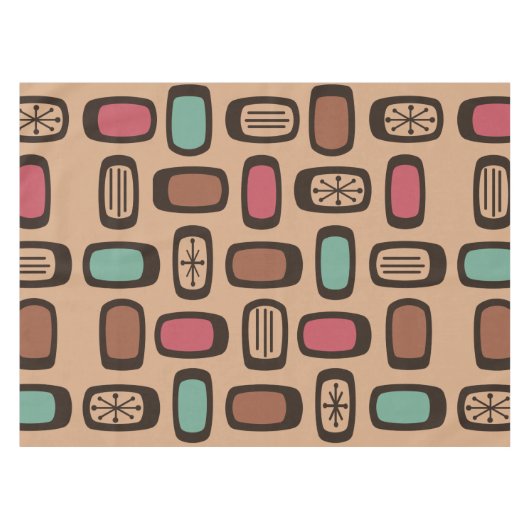 Midcentury MCM Rounded Rectangles Christmas Cookie テーブルクロス (正面(横))