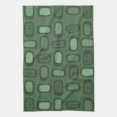 Midcentury MCM Rounded Rectangles Forest Green キッチンタオル (縦)