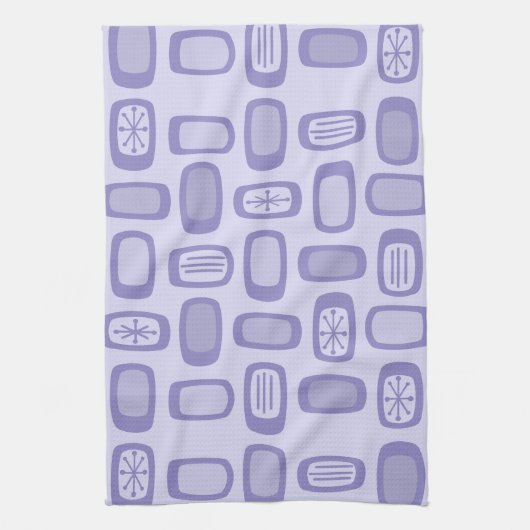 Midcentury MCM Rounded Rectangles Lavender キッチンタオル (縦)