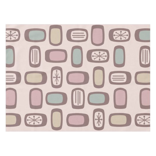 Midcentury MCM Rounded Rectangles Pink Pastel テーブルクロス (正面(横))