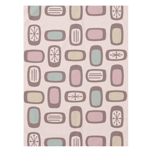 Midcentury MCM Rounded Rectangles Pink Pastel テーブルクロス (正面)