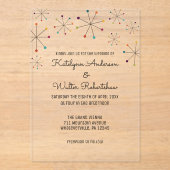 Midcentury Modern Retro Vintage Style Wedding アクリル招待状 (正面)