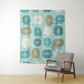 Midcentury Pattern Oblongs Aquamarine Gold タペストリー (インサイチュ)