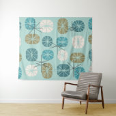 Midcentury Pattern Oblongs Aquamarine Gold タペストリー (インサイチュ(横))