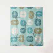 Midcentury Pattern Oblongs Aquamarine Gold タペストリー (正面)