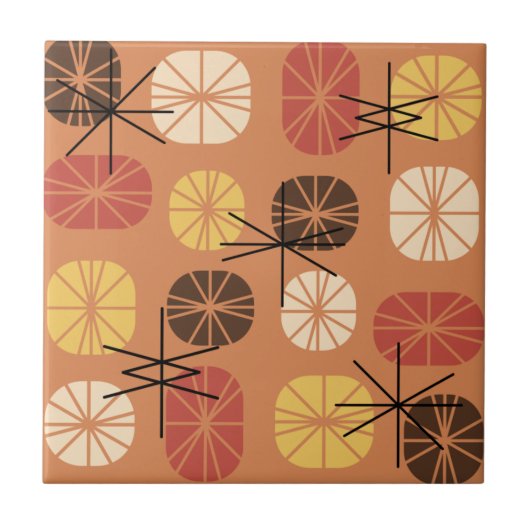 Midcentury Pattern Oblongs Autumn Orange タイル (正面)