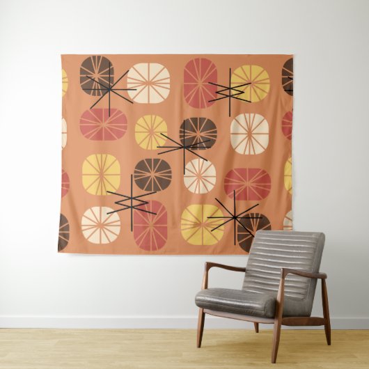 Midcentury Pattern Oblongs Autumn Orange タペストリー (インサイチュ(横))