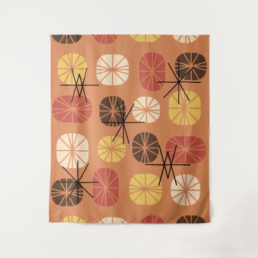 Midcentury Pattern Oblongs Autumn Orange タペストリー (正面)