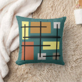 Midcentury Rectangles四角形ティール(緑がかった色)数々のカラー クッション (ブランケット)