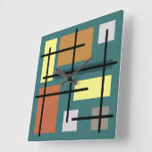 Midcentury Rectangles四角形ティール（緑がかった色）数々のカラー スクエア壁時計 (傾斜)