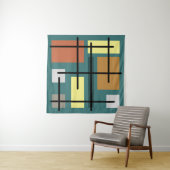 Midcentury Rectangles四角形ティール（緑がかった色）数々のカラー タペストリー (インサイチュ(横))