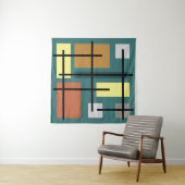 Midcentury Rectangles四角形ティール（緑がかった色）数々のカラー タペストリー (インサイチュ)