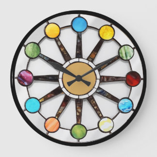 Midcentury stained glass clock ラージ壁時計